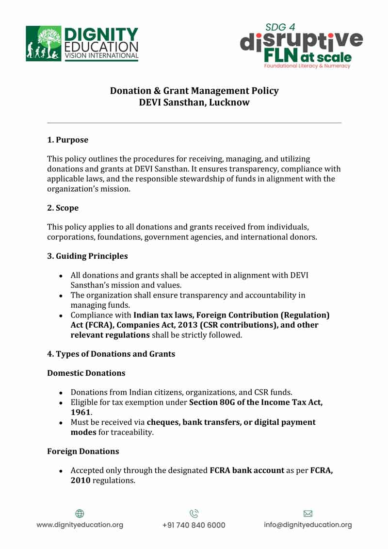 Donation & Grant Management Policy