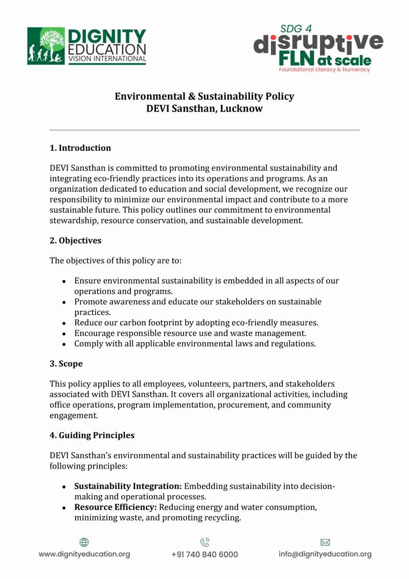 Environmental & Sustainability policy