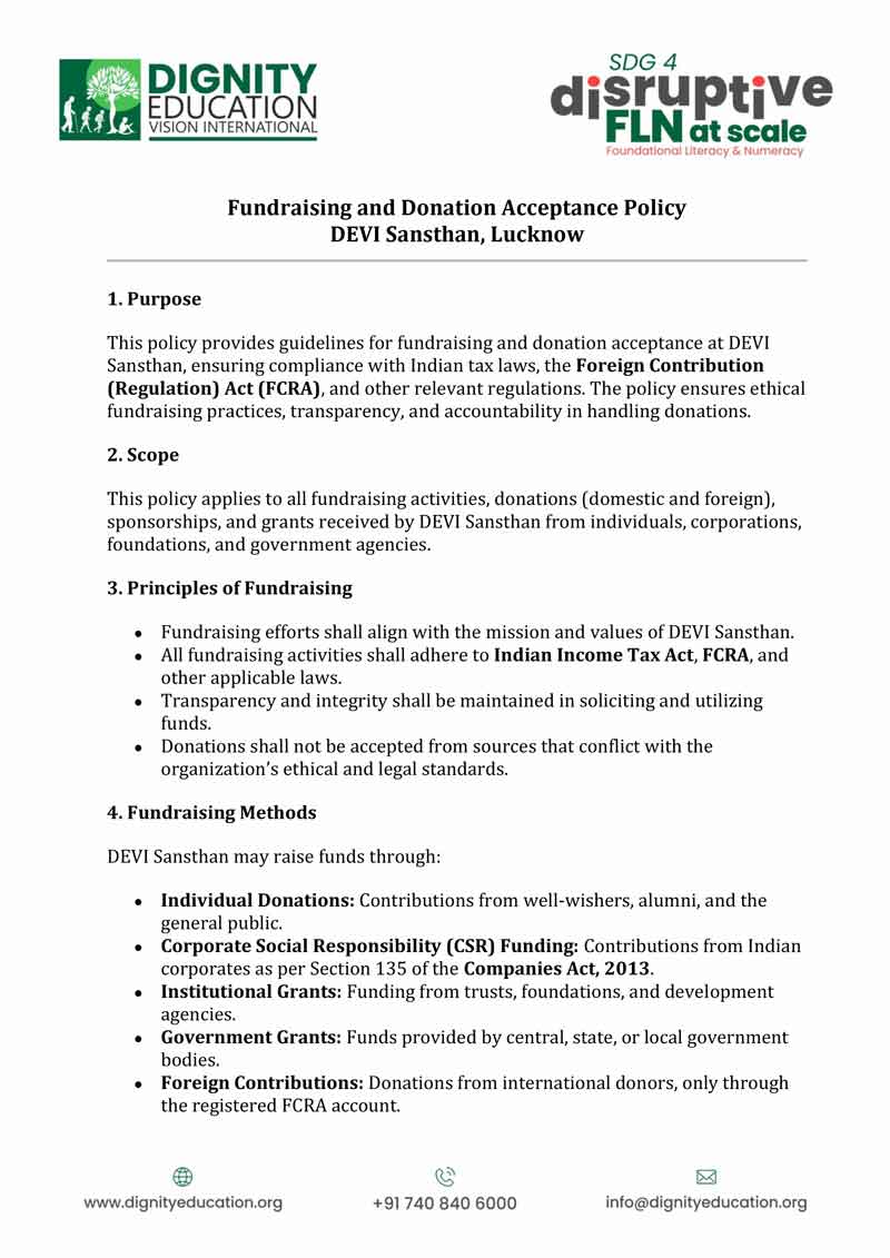 Fundraising and Donation Acceptance Policy