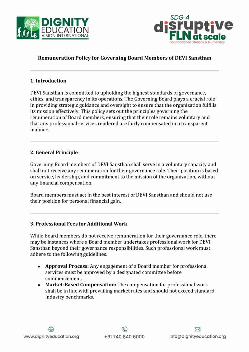Remuneration Policy for Governing Board Members