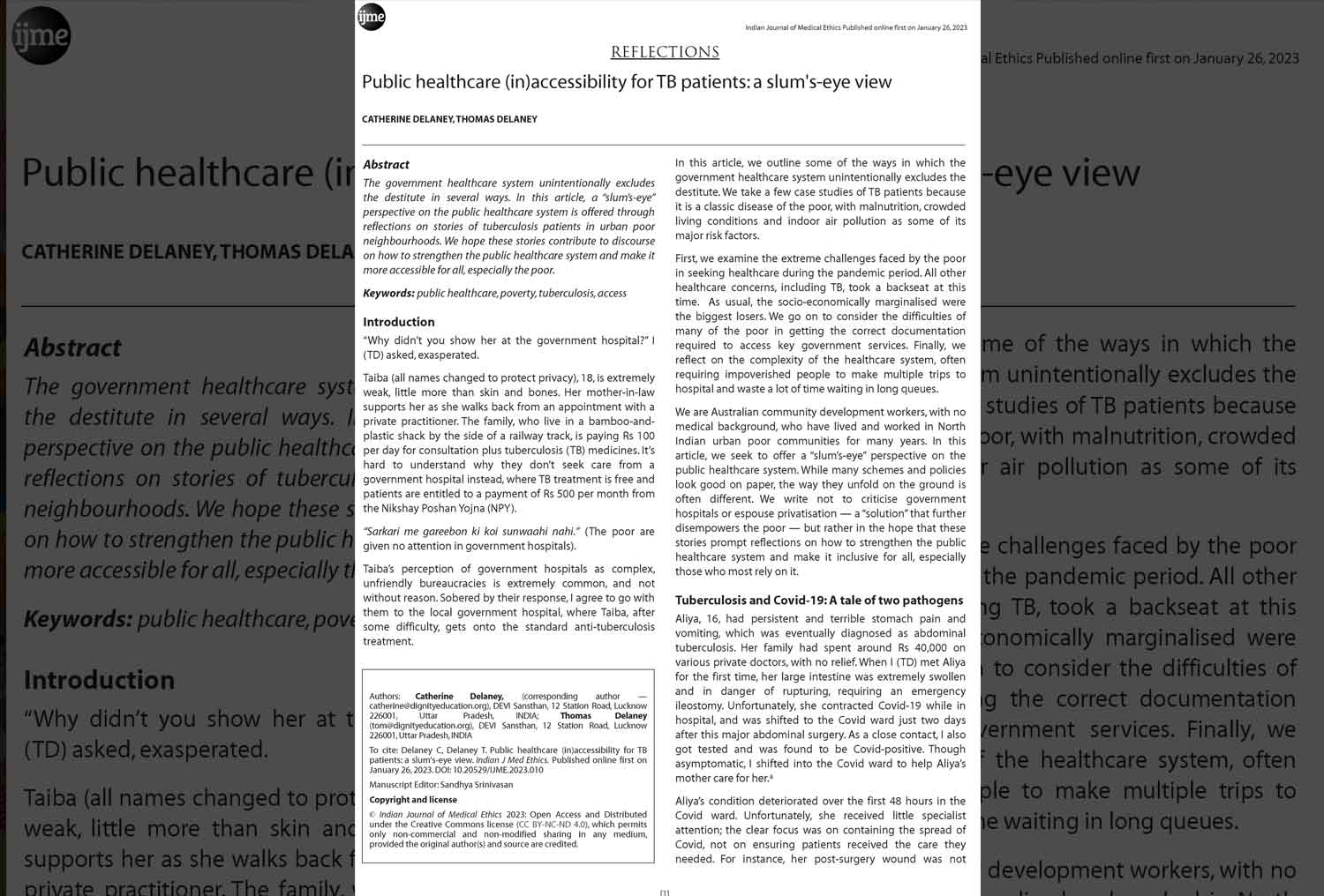 C. Delaney & T. Delaney. Public Healthcare
(in)accessibility for TB Patients