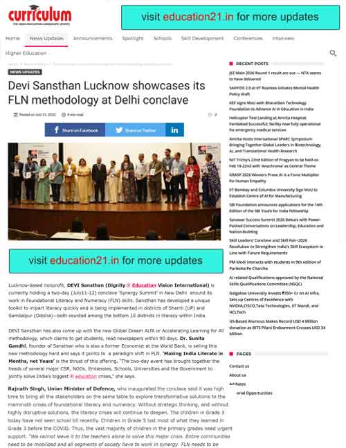 DEVI Sansthan Lucknow showcases its FLN methodology at Delhi\n                    conclave
